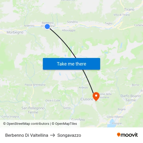 Berbenno Di Valtellina to Songavazzo map