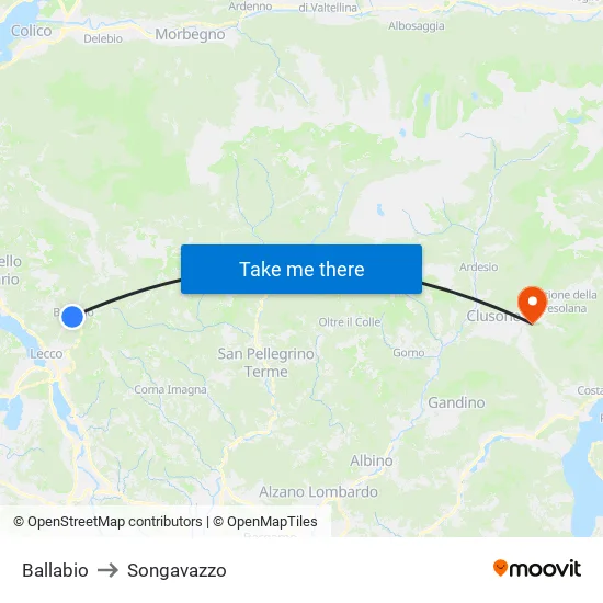 Ballabio to Songavazzo map
