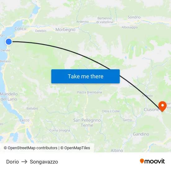 Dorio to Songavazzo map
