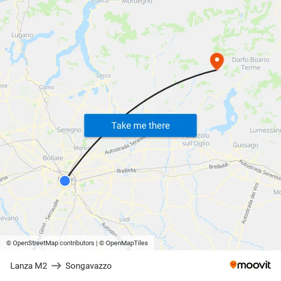 Lanza M2 to Songavazzo map