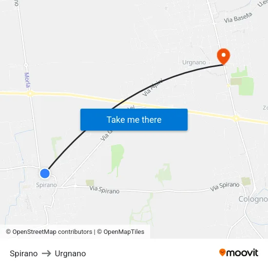 Spirano to Urgnano map
