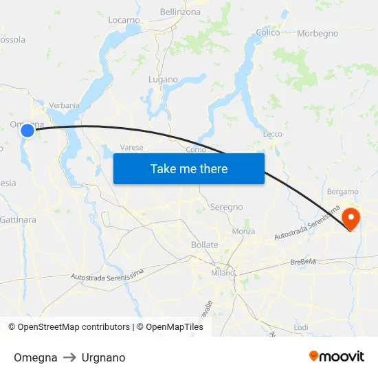 Omegna to Urgnano map