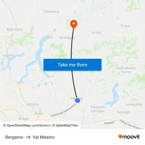 Bergamo to Val Masino map