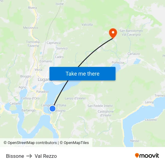 Bissone to Val Rezzo map