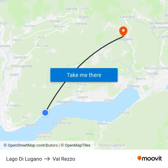 Lago Di Lugano to Val Rezzo map
