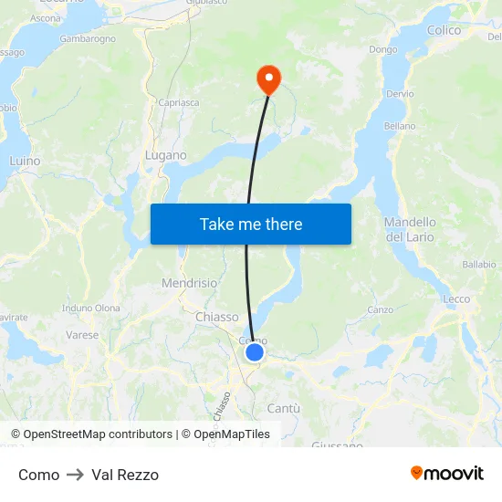 Como to Val Rezzo map