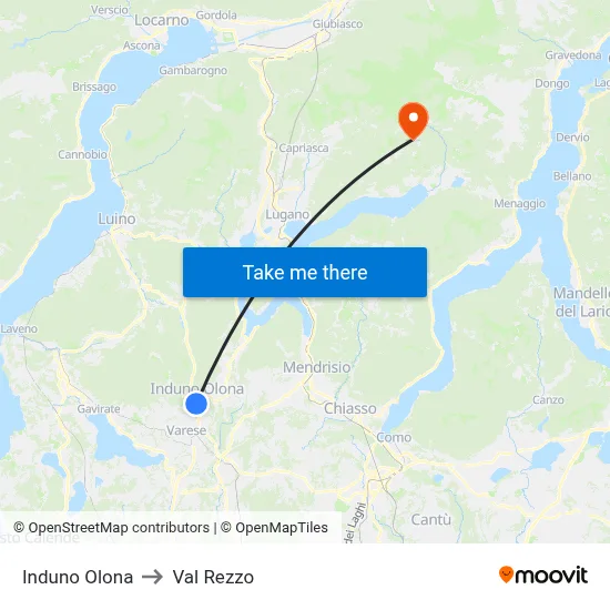 Induno Olona to Val Rezzo map