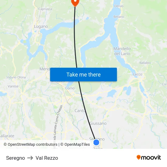 Seregno to Val Rezzo map