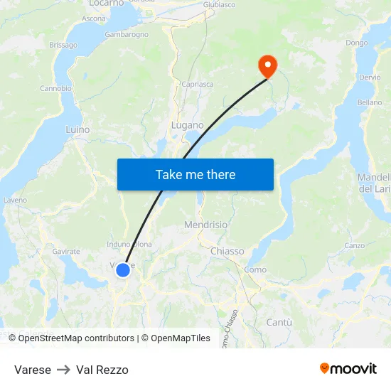 Varese to Val Rezzo map