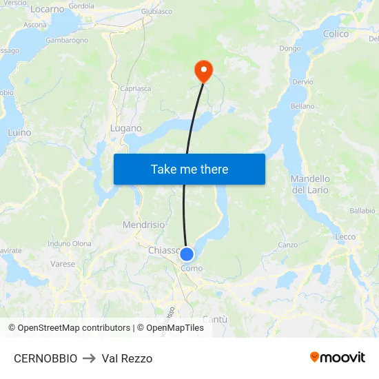 CERNOBBIO to Val Rezzo map
