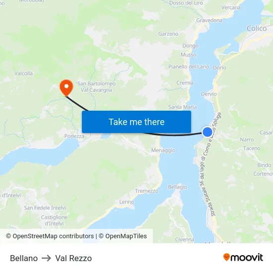 Bellano to Val Rezzo map