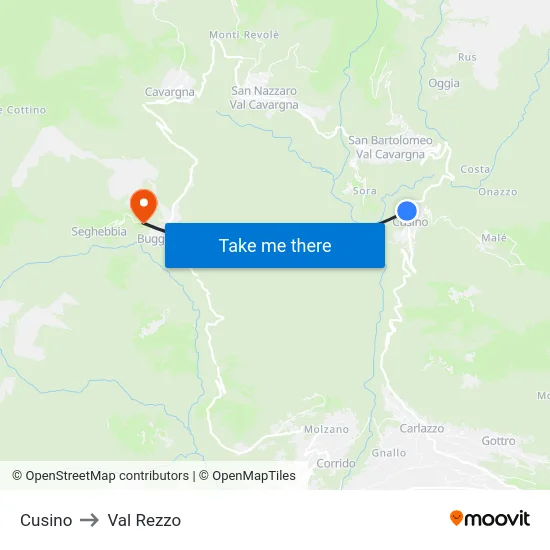 Cusino to Val Rezzo map