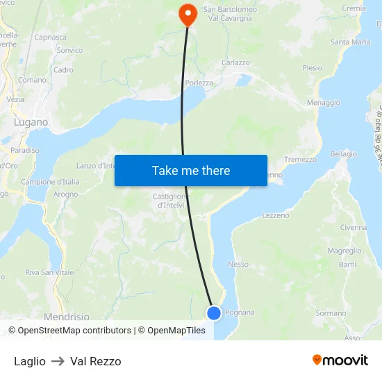 Laglio to Val Rezzo map