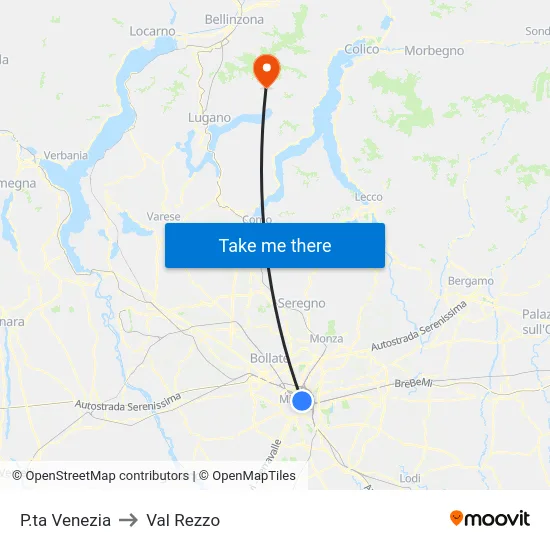 P.ta Venezia to Val Rezzo map