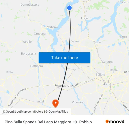 Pino Sulla Sponda Del Lago Maggiore to Robbio map