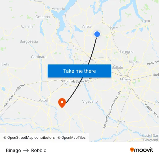 Binago to Robbio map