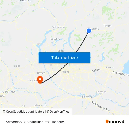 Berbenno Di Valtellina to Robbio map