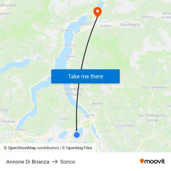 Annone di Brianza to Sorico map