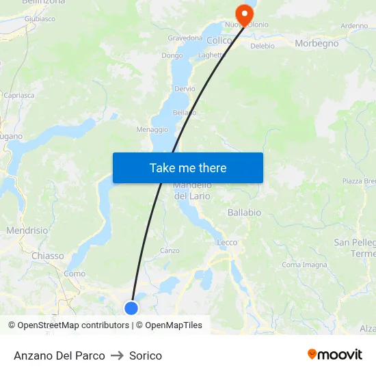 Anzano Del Parco to Sorico map