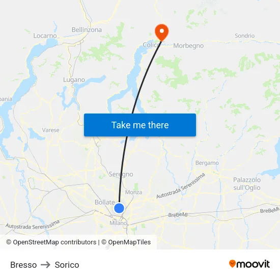 Bresso to Sorico map