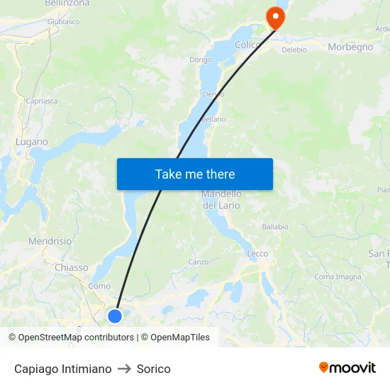 Capiago Intimiano to Sorico map