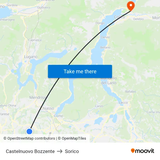 Castelnuovo Bozzente to Sorico map