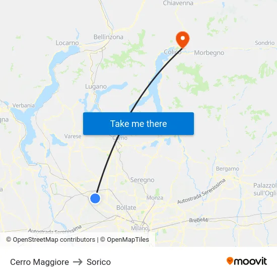 Cerro Maggiore to Sorico map
