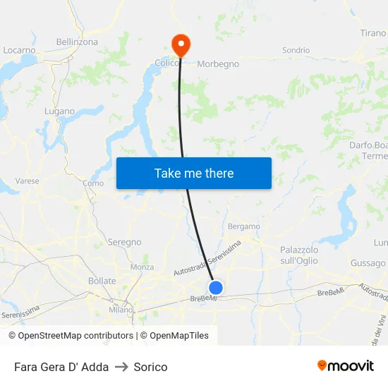 Fara Gera D' Adda to Sorico map