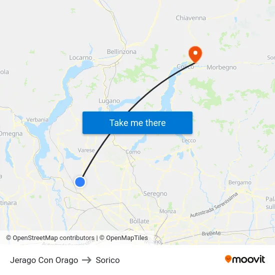 Jerago con Orago to Sorico map