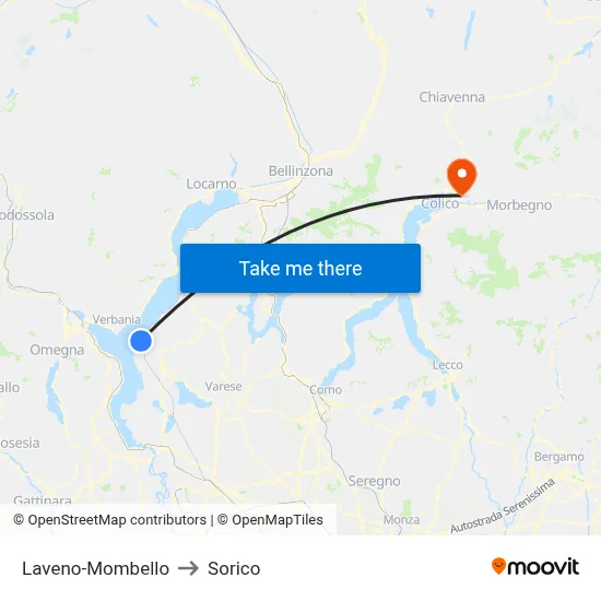 Laveno-Mombello to Sorico map
