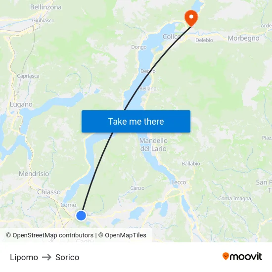 Lipomo to Sorico map