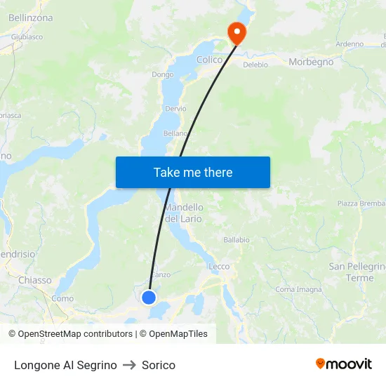 Longone Al Segrino to Sorico map
