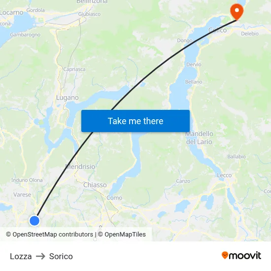 Lozza to Sorico map