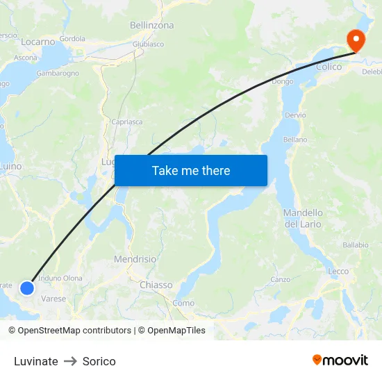 Luvinate to Sorico map