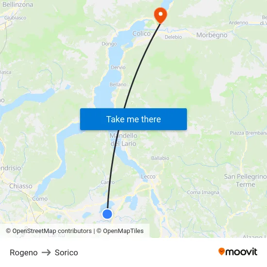 Rogeno to Sorico map