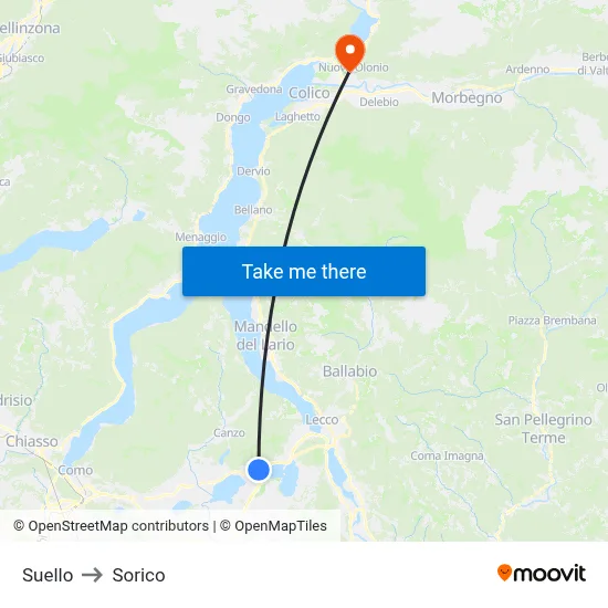 Suello to Sorico map
