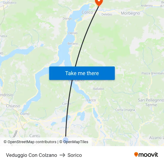 Veduggio Con Colzano to Sorico map