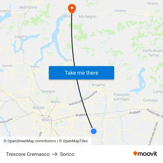 Trescore Cremasco to Sorico map