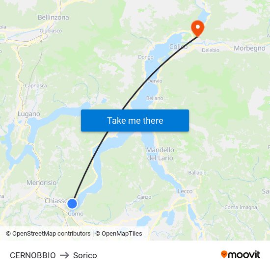 CERNOBBIO to Sorico map