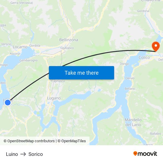 Luino to Sorico map