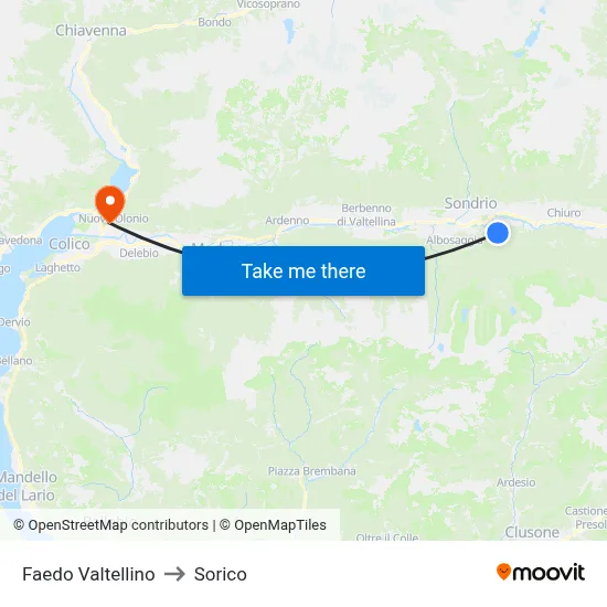 Faedo Valtellino to Sorico map