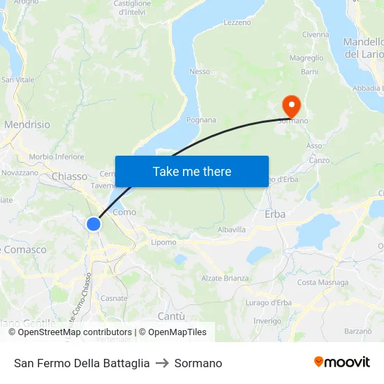 San Fermo Della Battaglia to Sormano map