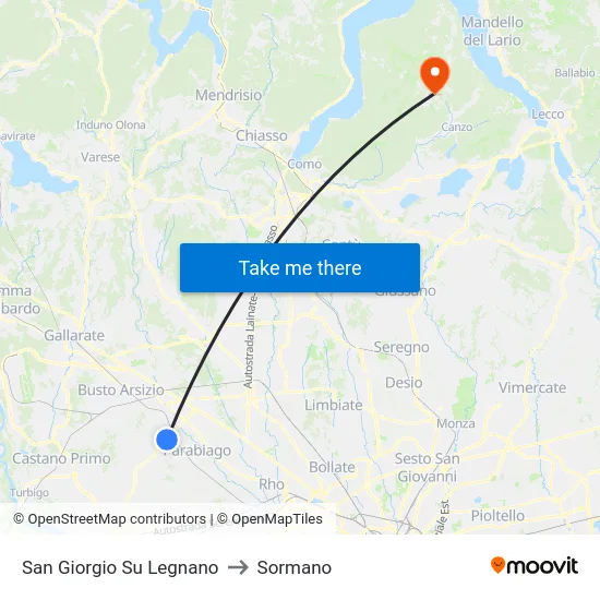San Giorgio Su Legnano to Sormano map