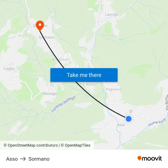 Asso to Sormano map