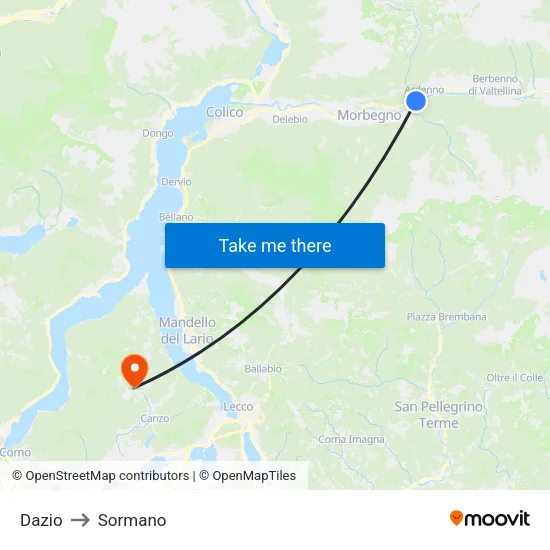 Customs to Sormano map