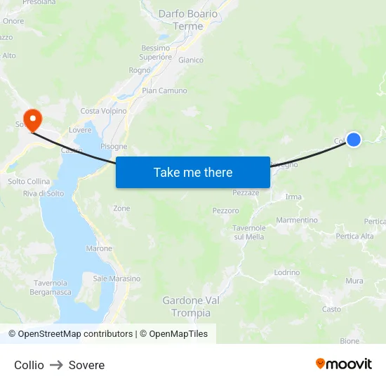 Collio to Sovere map
