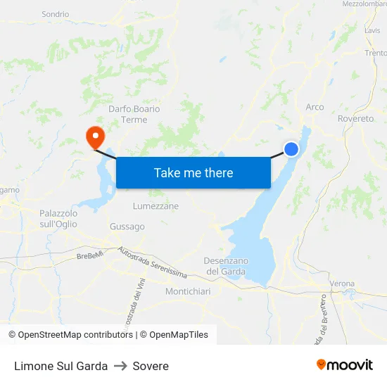Limone Sul Garda to Sovere map