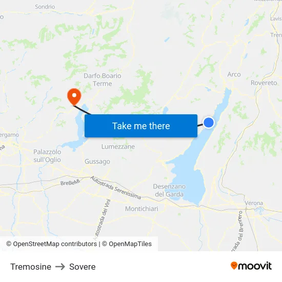 Tremosine to Sovere map