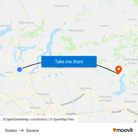 Stabio to Sovere map