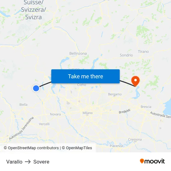 Varallo to Sovere map